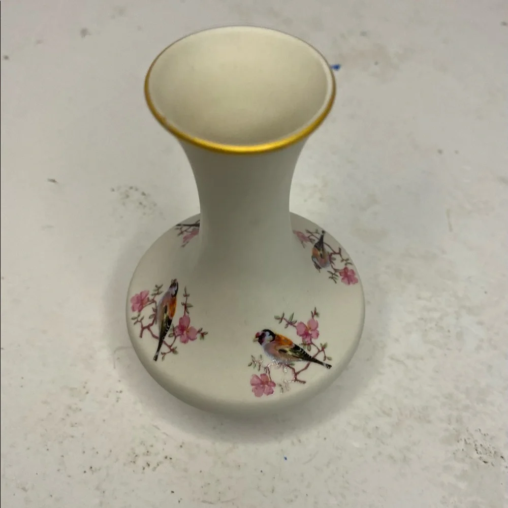IBIS Aveiro Miniature Ceramic Vase Bird Floral Pattern Made in Portugal EUC.